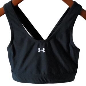 Under Armour Sports Bra Womens Size Medium Black Cross Performance Athletic